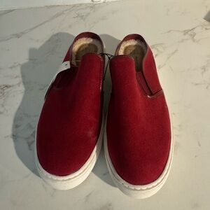 Time and Tru Burgundy Slip-On Suede Sneakers with White Sole